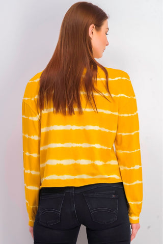 Rebellious One Juniors' Striped Tie-Dye Long-Sleeved T-Shirt Yellow Size Medium