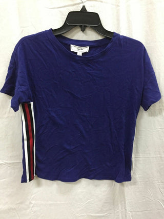 Hippie Rose Juniors' Cotton Side Stripe T-Shirt Blue Size Small