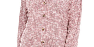 Hippie Rose Juniors' Cozy Button-Front Top Purple Size Small