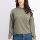Hippie Rose Juniors' Cozy Mock-Neck Ribbed Top Green Size Extra Large