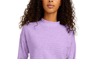 Hippie Rose Juniors' Cozy Mock-Neck Ribbed Top Lilac Size Small