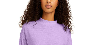 Hippie Rose Juniors' Cozy Mock-Neck Ribbed Top Purple Size Extra Large