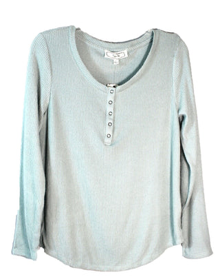 Hippie Rose Juniors' Rib-Knit Henley Top Green Size Extra Small