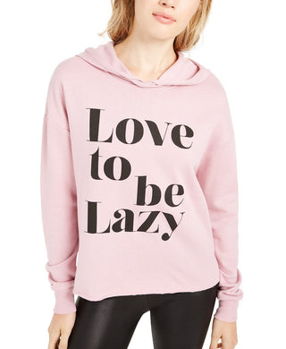 Rebellious One Juniors' Love To Be Lazy Hoodie Pink Size X-Small