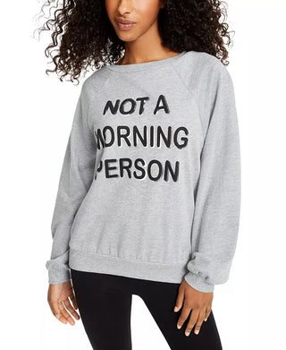 Rebellious One Junior's Not A Morning Person Graphic Print Sweatshirt Grey Size Small