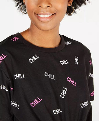 Rebellious One Juniors' Cotton Chill Graphic T-Shirt Black Size Large
