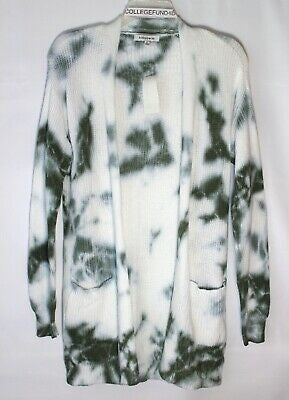 Hooked Up By IOT Junior's Tie Dyed Cardigan Green Size Large