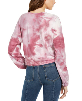 Hooked Up By IOT Juniors' Tie Dye Sweatshirt Pink Size Small