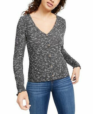 Crave Fame Juniors' Cozy Rib-Knit Top Brown Size X-Small