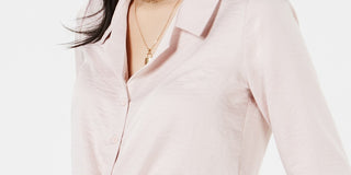 Love Fire Juniors' Button-Front Tie-Hem Shirt Pink Size X-Large