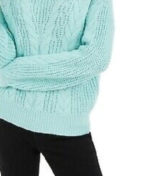 Crave Fame Juniors' Turtleneck Cable Knit Sweater Green Size Extra Large