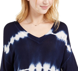 Crave Fame Women's Juniors' Tie-Dyed Pullover Sweater Blue Size Medium