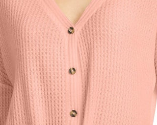 Ultra Flirt Juniors'  Waffle-Knit Tie-Front Top Pink Size Medium