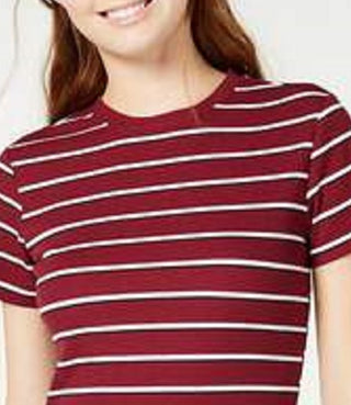 Ultra Flirt Juniors' Rib-Knit Crew-Neck T-Shirt Red Size Medium