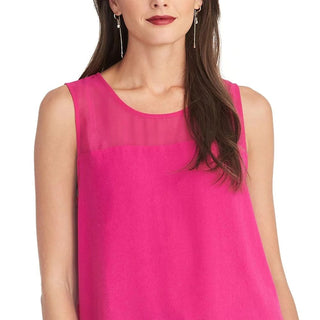 Rachel Roy Women's Mesh-Yoke Sleeveless Top Pink Size Medium