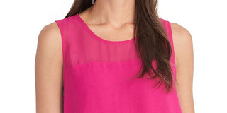 Rachel Roy Women's Mesh-Yoke Sleeveless Top Dark Pink Size XX Large