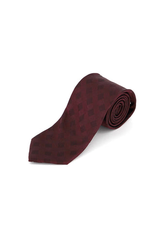 Ryan Seacrest Distinction Ties Men's San Leo Gingham Classic Neck Tie Silk Dark Red Size Regular