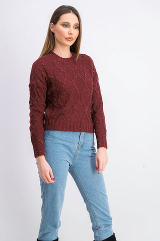 Ultra Flirt Juniors' Cable-Knit Sweater Red Size Extra Small