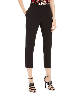 Calvin Klein Women's Piped-Trim Cropped Pants Black Size 2