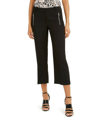 Calvin Klein Women's Zipper-Pocket Cropped Twill Pants Black Size 14