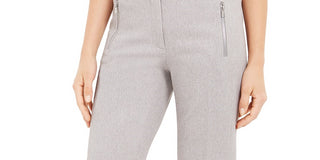 Calvin Klein Women's Zipper Pocket Cropped Twill Pants Gray Size 14