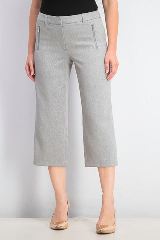 Calvin Klein Women's Zipper-Pocket Cropped Twill Pants Gray Size 16