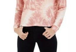 Crave Fame Juniors' Cozy Ribbed Tie-Dyed Top Pink Size Large