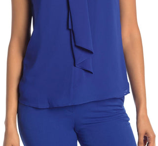 Calvin Klein Women's Plus Size Ruffle-Front Blouse Blue Size XX-Large
