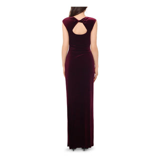 Xscape Women's Plus Size Drape-Front Velvet Gown Purple Size 14