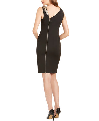 Calvin Klein Women's Animal Trim Dress Black Size 4