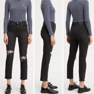 Levi's Women's 724 StraightLeg Cropped Jeans Black  Size 8/W29