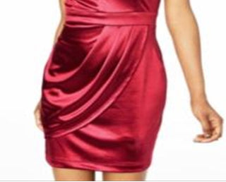Teeze Me Women's Spaghetti Strap Mini Body Con Cocktail Dress Red Size 9