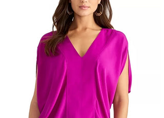Rachel Roy Women's Cap-Sleeve Satin Top Purple Size X-Small