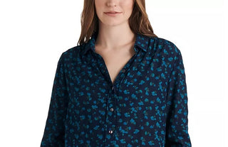Lucky Brand Women's Harlowe Floral Button-Up Shirt Blue Size X-Small