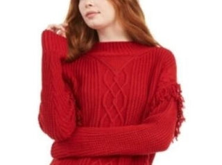 American Rag Juniors'' Lace-Up Tunic Sweater Red Size X-Large