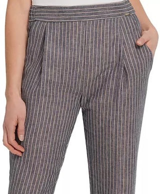 DKNY Women's Striped Pull On Pants Gray/Brown Size 4