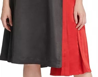 DKNY Women's Color Block Midi A Line Skirt Black/Red Size 10