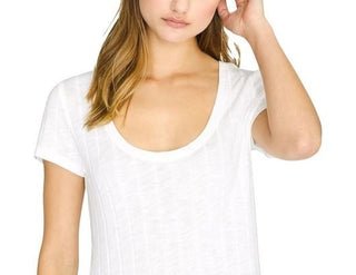 Sanctuary Women's Ribbed Scoop Neck Blouse Cream Size Small