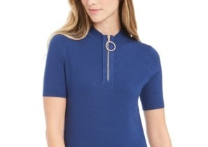 Calvin Klein Women's Mock Neck Top Blue Size X-Large