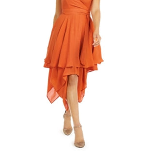 Thalia Sodi Women's Spaghetti Strap Layered Dress Orange Size X-Small