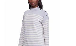 Ralph Lauren Womens Striped Long Sleeve Turtle Neck T-Shirt Top Light Blue/White  Size M