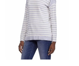 Ralph Lauren Womens Striped Long Sleeve Turtle Neck T-Shirt Top Light Blue/White  Size M