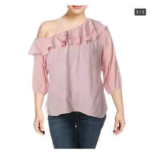 City Chic Women's Trendy Plus Ruffled One Shoulder Top Pink size XS