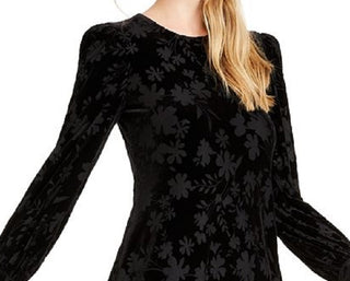 Calvin Klein Women's Velvet Floral Shift Dress Black Size 6