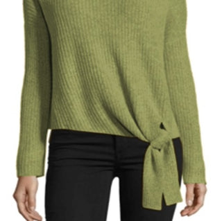 John Paul Richard Women's Tie Front Solid Knit Mock Neck Sweater Green Size S