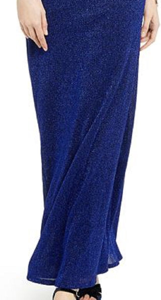 City Studios Junior's Pleated Glitter Knit Gown Blue Size 13