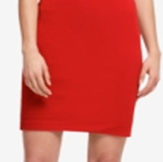 DKNY Women's V neck Sheath with Ruffle Sleeve Dress Red Size 4