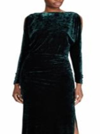 Lauren Ralph Lauren Women's Velvet Long-Sleeve Gown Green Size 10