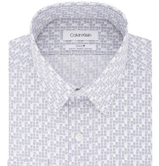 Calvin Klein Men's Slim Fit Point Collar Button-Down Shirt -Gray Size 32-33