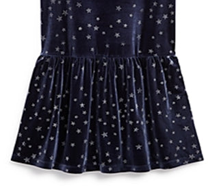 Aqua Girl's Star Print Velvet Dress - Color-Size Medium